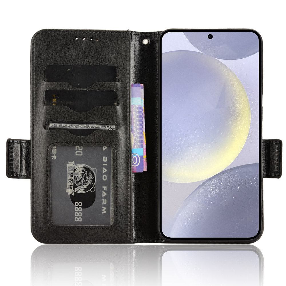 For Samsung Galaxy S24 Cell Phone Case Imprinted Triangle Flip Stand Wallet Leather Cover - Black For Samsung Galaxy S24 Cell Phone Case Imprinted Triangle Flip Stand Wallet Leather Cover - Black